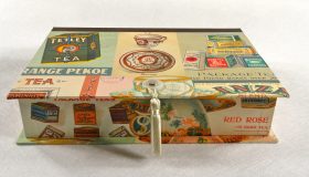 Rectangular Box with Vintage Tea Ads paper