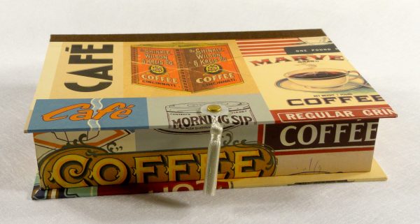 Rectangular box with Vintage Coffee Ads paper