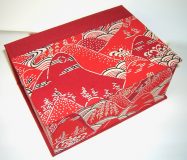 Square Box with Red Mountains & Waves Japanese paper